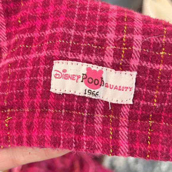 Vintage Disney Winnie the Pooh Flannel Pajama Set Hot Pink Plaid Size M-L Check - Picture 8 of 11